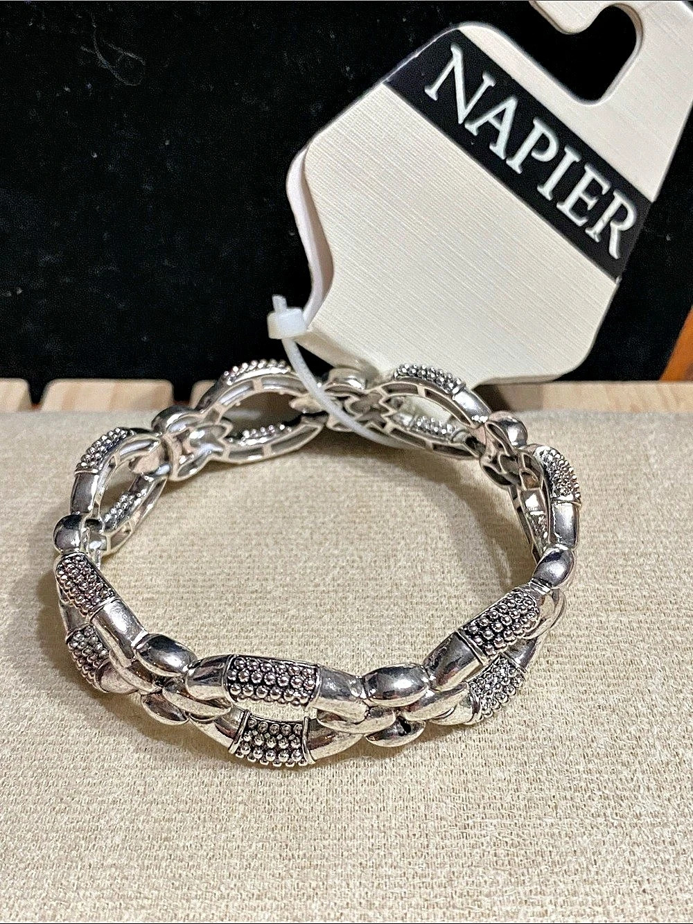 Napier Textured Link Stretch Bracelet
